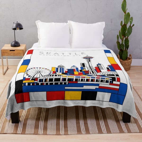 Item preview, Seattle Mondrian style poster 3D designed and sold by CMYKStudio.