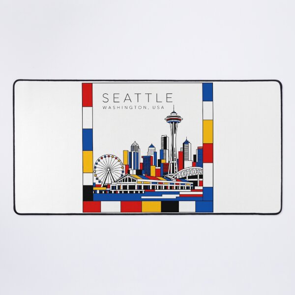 Item preview, Seattle Mondrian style poster 3D designed and sold by CMYKStudio.
