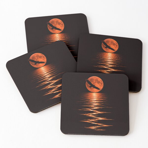 Item preview, The crimson moon's reflection with a soaring falcon designed and sold by GRFORA.