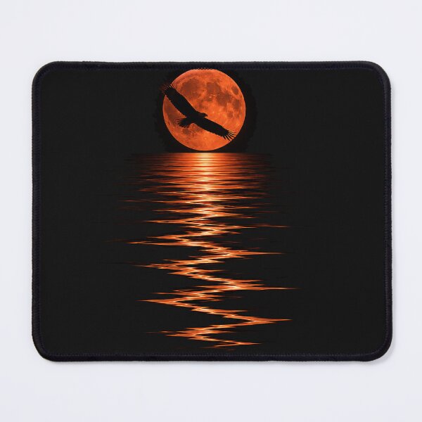 Item preview, The crimson moon's reflection with a soaring falcon designed and sold by GRFORA.
