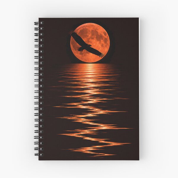 Item preview, The crimson moon's reflection with a soaring falcon designed and sold by GRFORA.