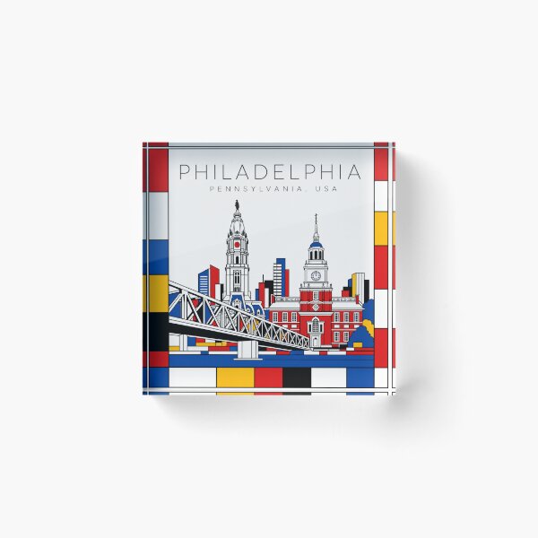 Item preview, Philadelphia Mondrian style poster 3D designed and sold by CMYKStudio.