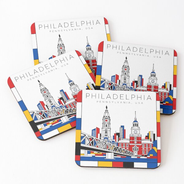 Item preview, Philadelphia Mondrian style poster 3D designed and sold by CMYKStudio.