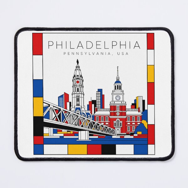 Item preview, Philadelphia Mondrian style poster 3D designed and sold by CMYKStudio.