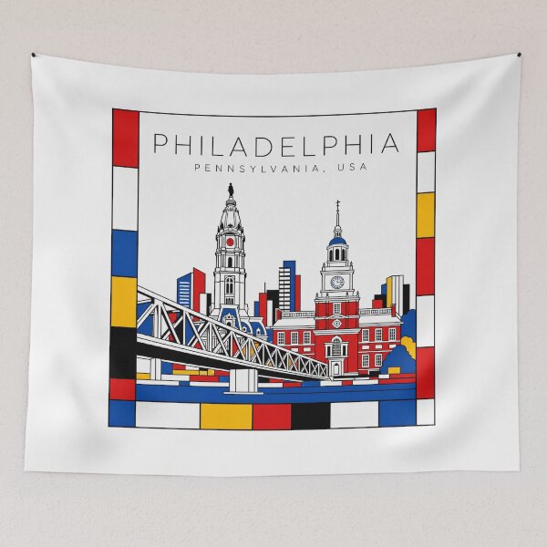 Item preview, Philadelphia Mondrian style poster 3D designed and sold by CMYKStudio.