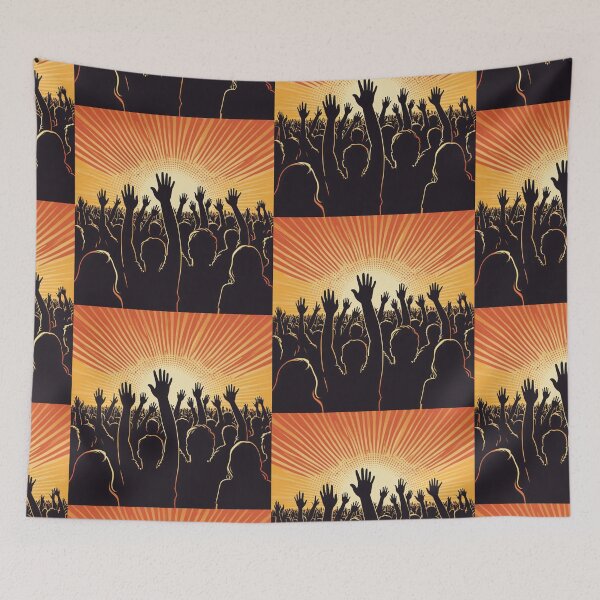 Item preview, Retro Music Festival Crowd Flat Halftone Poster designed and sold by RAMemory.