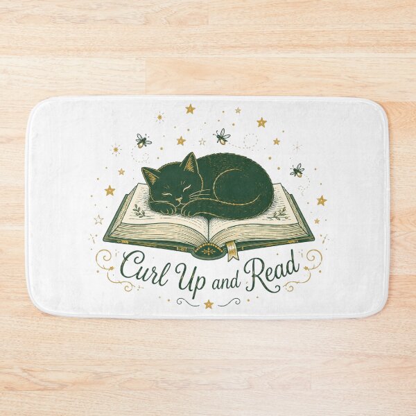 Item preview, Curl Up And Read Black Cat Book Lover Art designed and sold by Hearth & Hollow.