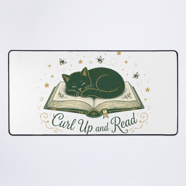 Item preview, Curl Up And Read Black Cat Book Lover Art designed and sold by Hearth & Hollow.
