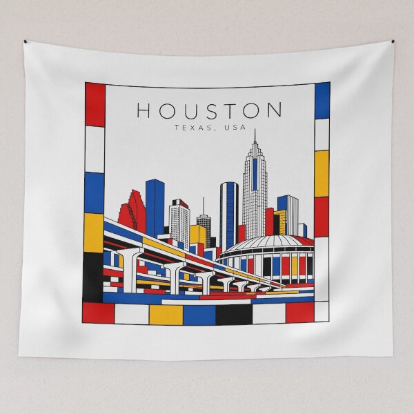 Item preview, Houston Mondrian style poster 3D designed and sold by CMYKStudio.