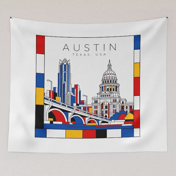 Item preview, Austin Mondrian style poster 3D designed and sold by CMYKStudio.