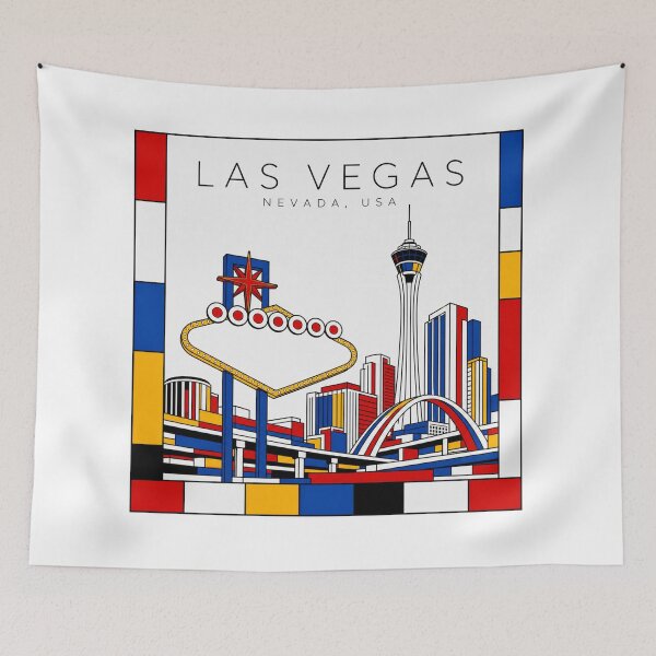 Item preview, Las Vegas Mondrian style poster 3D designed and sold by CMYKStudio.