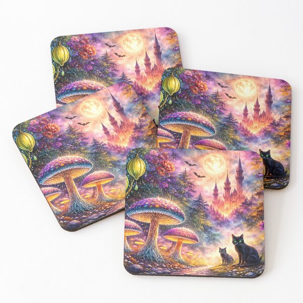 Item preview, Enchanted Forest with Glowing Cats designed and sold by cuprum.