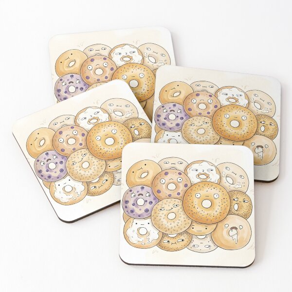 Item preview, Cute Bagels Pile Kawaii Bakery Food Illustration designed and sold by DuckOddity.