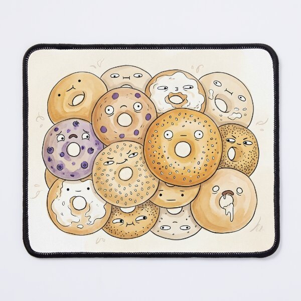 Item preview, Cute Bagels Pile Kawaii Bakery Food Illustration designed and sold by DuckOddity.