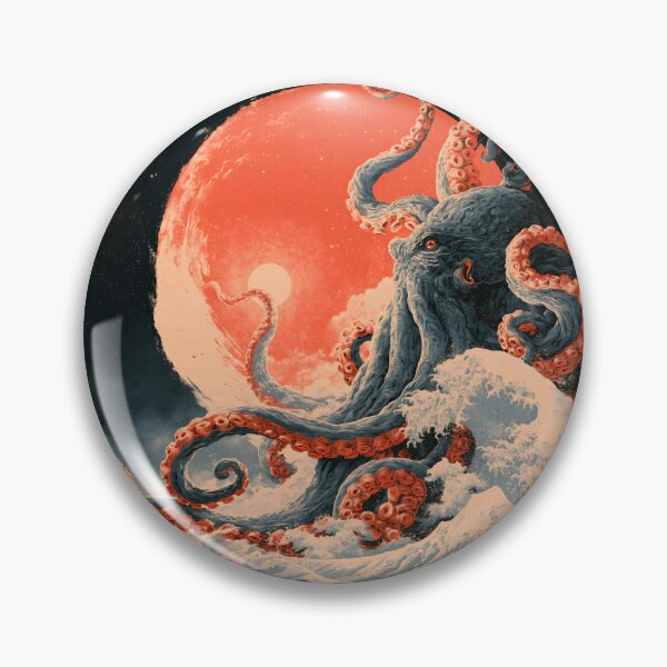 Item preview, Japanese Kraken Ukiyo-e – Giant Octopus Rising from the Waves designed and sold by GrinGalore.