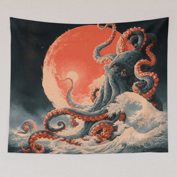 Item preview, Japanese Kraken Ukiyo-e – Giant Octopus Rising from the Waves designed and sold by GrinGalore.