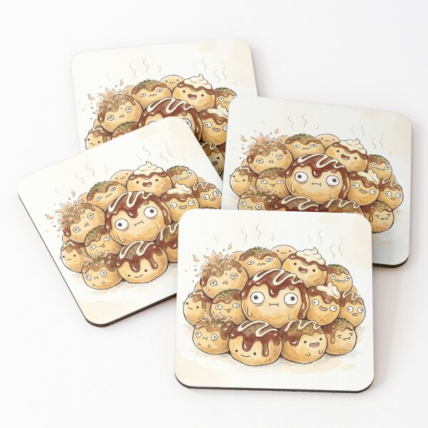 Item preview, Cute Takoyaki Pile Kawaii Japanese Street Food Illustration designed and sold by DuckOddity.