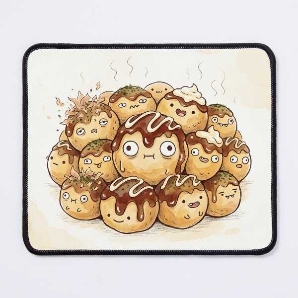 Item preview, Cute Takoyaki Pile Kawaii Japanese Street Food Illustration designed and sold by DuckOddity.