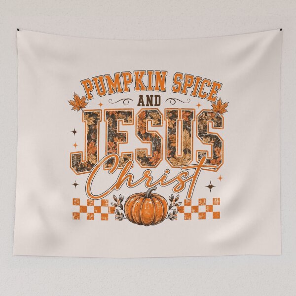 Item preview, Pumpkin Spice and Jesus Christ, Christian Fall, Autumn Faith, Retro Christian designed and sold by Quiajia.