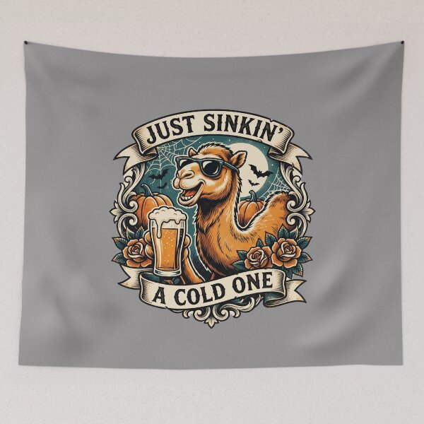 Item preview, Halloween Pub Humour Camel – Funny Spooky Drinking Design – Just Sinkin' a Cold One Halloween – Funny Beer T-Shirt designed and sold by Grang Art Artistic Designs.