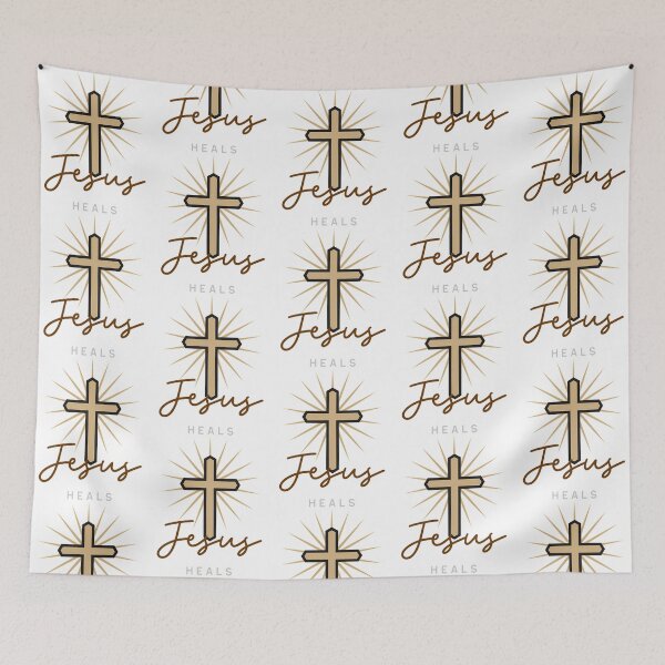 Item preview, Jesus Heals With Glowing Cross designed and sold by aox-cc-3oy.