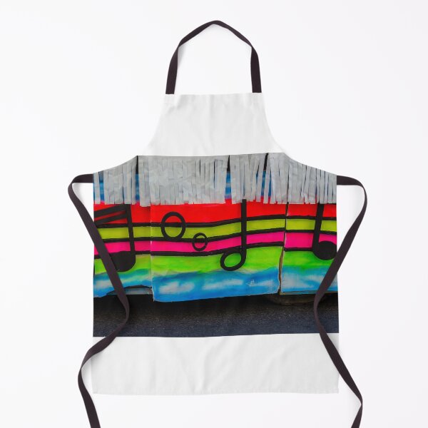Item preview, Colorful Music Notes Mural On Rainbow-Striped Parade Float With White Fringe Decoration designed and sold by Nmallia.