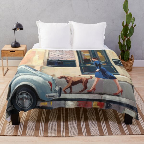 Item preview, Vintage European Travel Art Print Blue Dress Red Shoes Car designed and sold by CARRAANN.