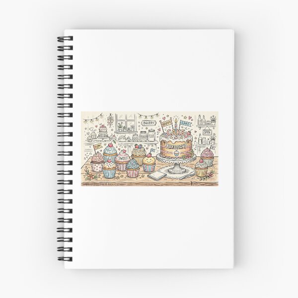 Item preview, Whimsical Bakery Doodle: Cupcakes & Celebration Cake designed and sold by Ak-art-shop.