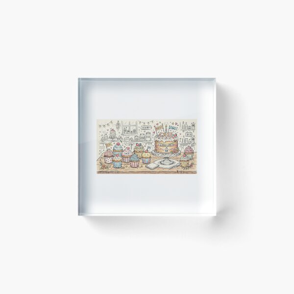 Item preview, Whimsical Bakery Doodle: Cupcakes & Celebration Cake designed and sold by Ak-art-shop.