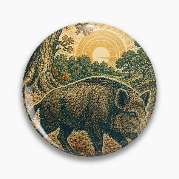 Item preview, Wild Boar in the Oak Forest Wild Animal Wildlife Art designed and sold by VisualArtsOasis.