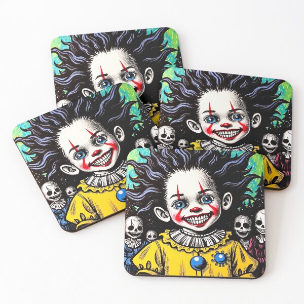 Item preview, Creepy Cute Clown Child with Wide Smile | Grunge Horror Drawing designed and sold by QQQueen.