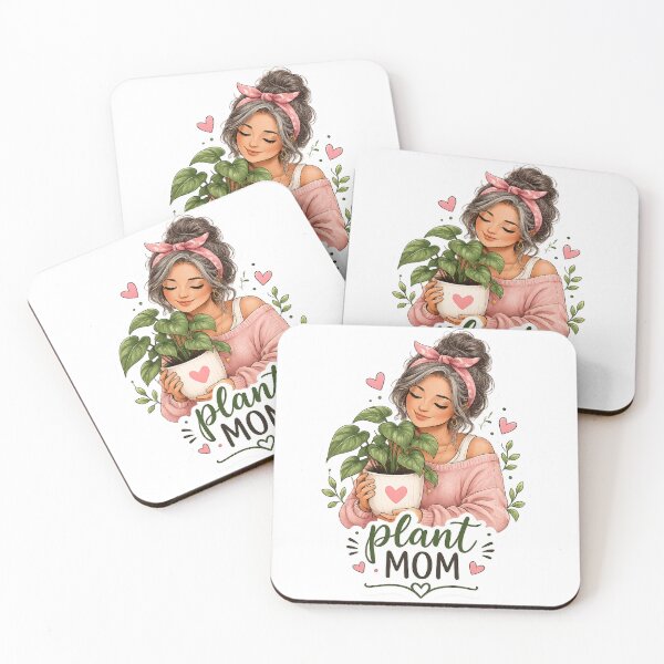 Item preview, Plant Mom in Pink – Cozy Houseplant Lover Botanical Art designed and sold by CottageGardenCo.