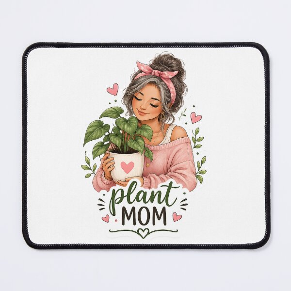 Item preview, Plant Mom in Pink – Cozy Houseplant Lover Botanical Art designed and sold by CottageGardenCo.