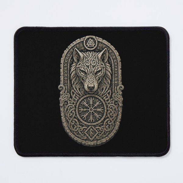 Item preview, Fenrir Guardian Runestone – Norse Wolf and Nordic Stave designed and sold by OblivionRise.