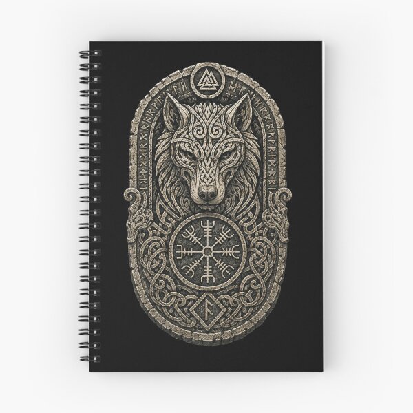 Item preview, Fenrir Guardian Runestone – Norse Wolf and Nordic Stave designed and sold by OblivionRise.