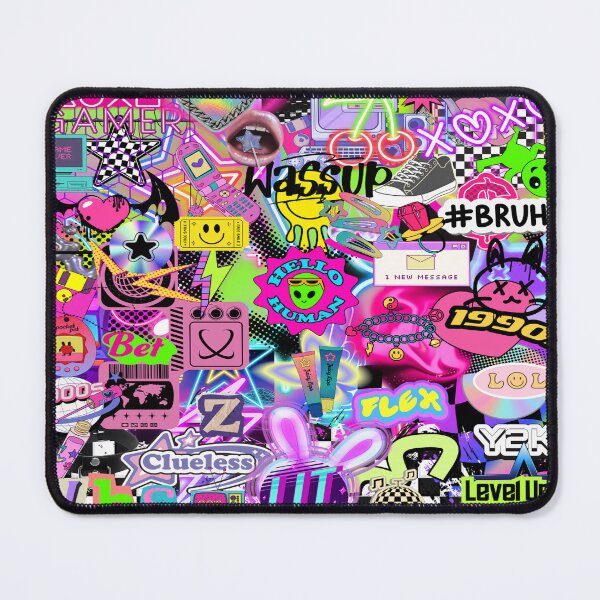 Item preview, Y2K Retro Meets Gen Z/Alpha Stickerbomb Collage - Cyber Pop & Neon Slang Scenecore Art designed and sold by Side By Side Studio.