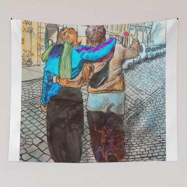 Item preview, Two Friends in the City – Urban Encounter designed and sold by UMA Urban Sketch.