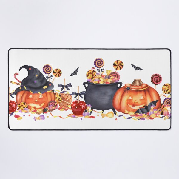 Item preview, Seamless Halloween Strip with Pumpkins, Cauldron and Sweets Watercolor Art designed and sold by ElenaValeto.