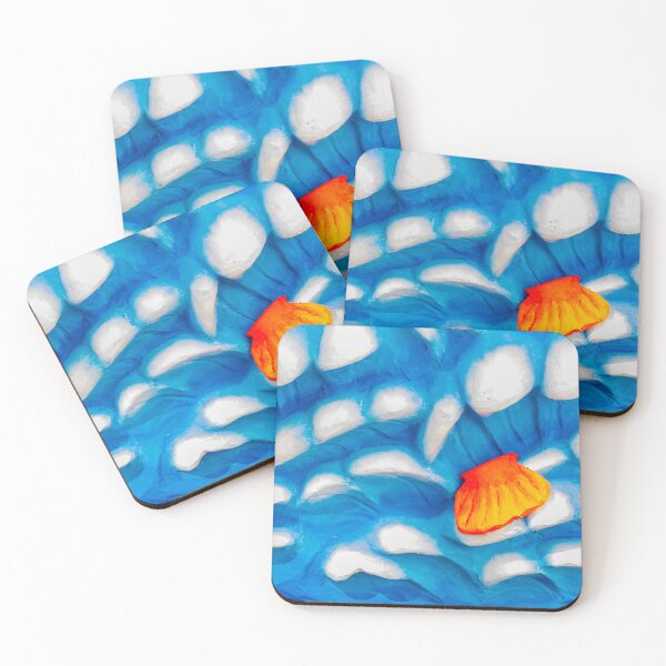 Item preview, Orange Petal on Blue Abstract Painted Texture With White Highlights, Colorful Artistic Background designed and sold by Nmallia.
