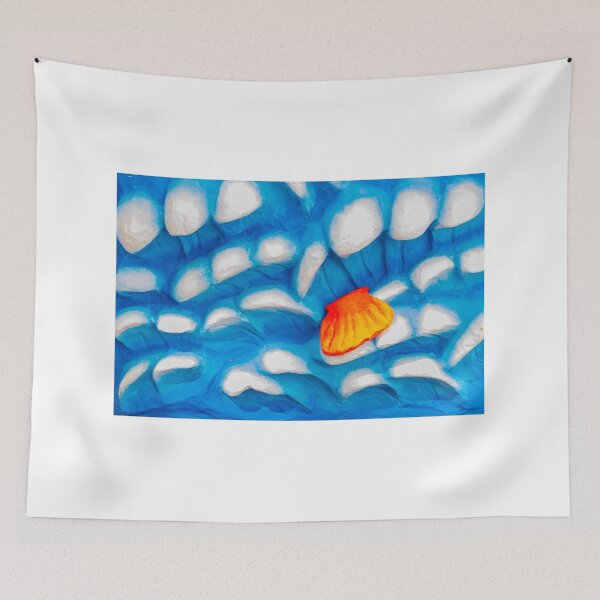 Item preview, Orange Petal on Blue Abstract Painted Texture With White Highlights, Colorful Artistic Background designed and sold by Nmallia.