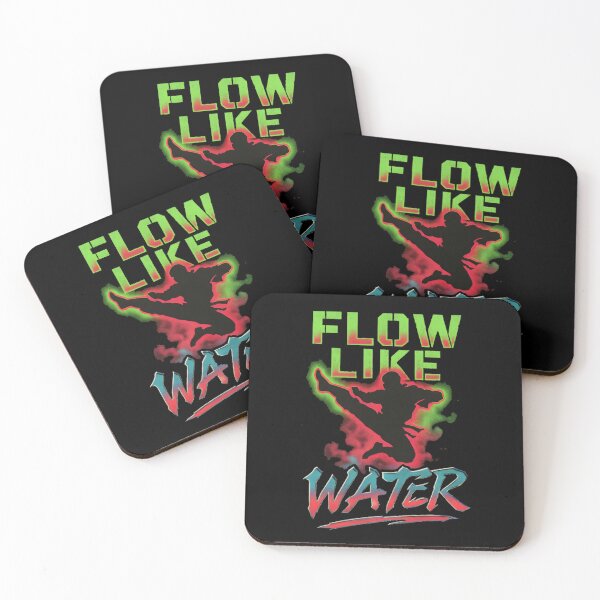 Item preview, Like Water Ninja - Retro Neon Martial Arts Silhouette Art designed and sold by A-M-G-Shop.