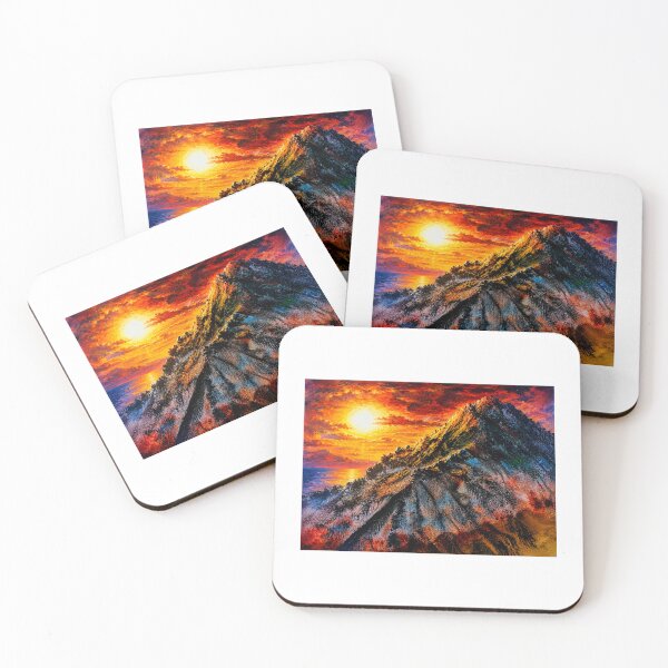 Item preview, Crimson Dusk Over Coastal Peaks designed and sold by Aquamarineelle.