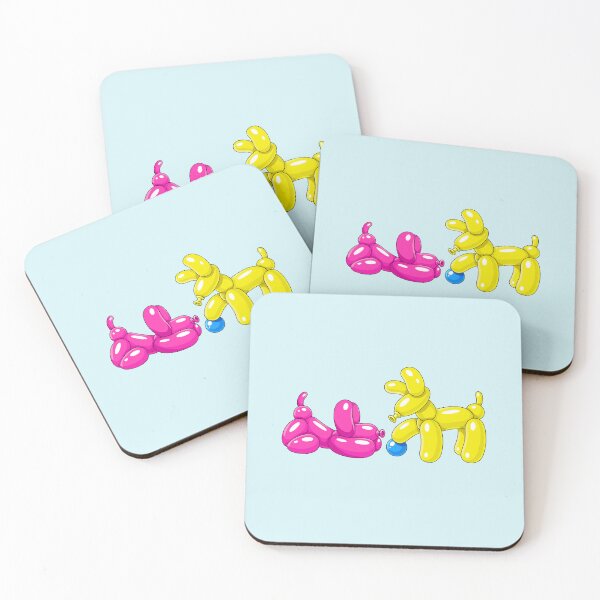 Item preview, Pink & Yellow Balloon Dogs with Blue Ball designed and sold by DesgnsxGifts.