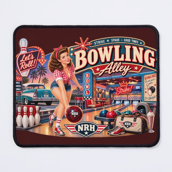 Item preview, Retro Vintage Bowling Alley Poster designed and sold by Normandy Road Heritage.