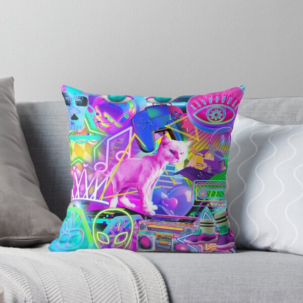Item preview, Cyberpunk Y2K Neon Cat Collage Graphic Art designed and sold by Side By Side Studio.