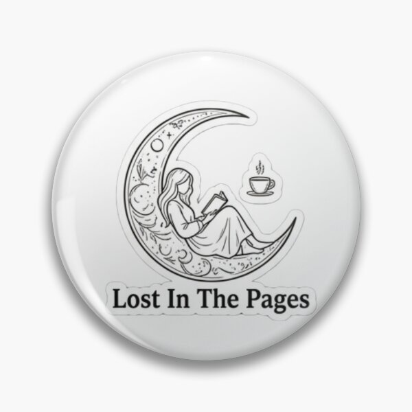 Item preview, "Lost In The Pages" – Minimalist line-art illustration of a reader inside a coffee cup, crescent moon. designed and sold by littleearty.