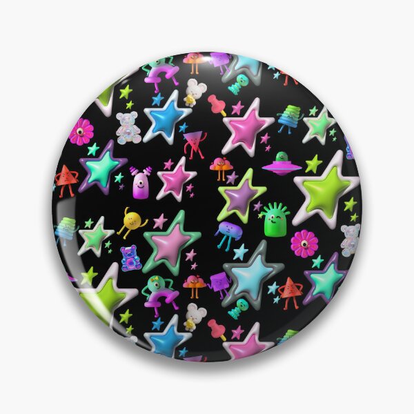 Item preview, Y2K 3D Stars & Cute Objects Pattern - Pastel Neon Cyber Pop Aesthetic designed and sold by Side By Side Studio.
