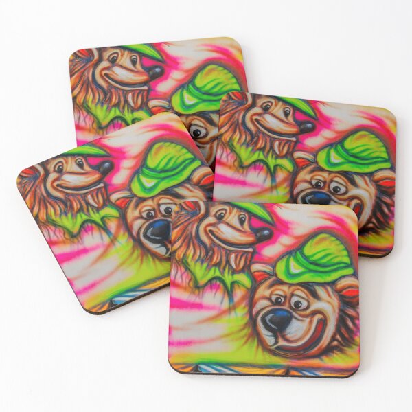 Item preview, Colorful Cartoon Animal Graffiti Banner With Smiling Bear And Fox Wearing Green Hats designed and sold by Nmallia.