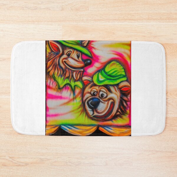 Item preview, Colorful Cartoon Animal Graffiti Banner With Smiling Bear And Fox Wearing Green Hats designed and sold by Nmallia.
