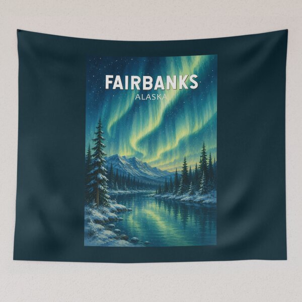 Item preview, Fairbanks Alaska Illustration Travel Art Vintage designed and sold by KrisSidDesigns.